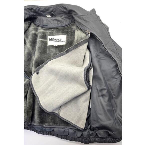 Vintage Wilsons Gray Leather V Jacket Detachable Plush Liner Women's 12 (Small) - Picture 5 of 9